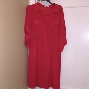 Red shirt dress